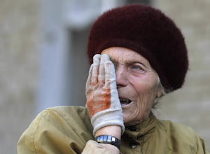 Ukrainian woman crying