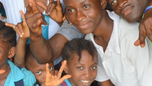 Kids at a School saying thank you