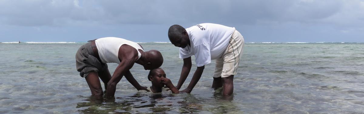 Baptism in the Indian Ocean in Western Kenya