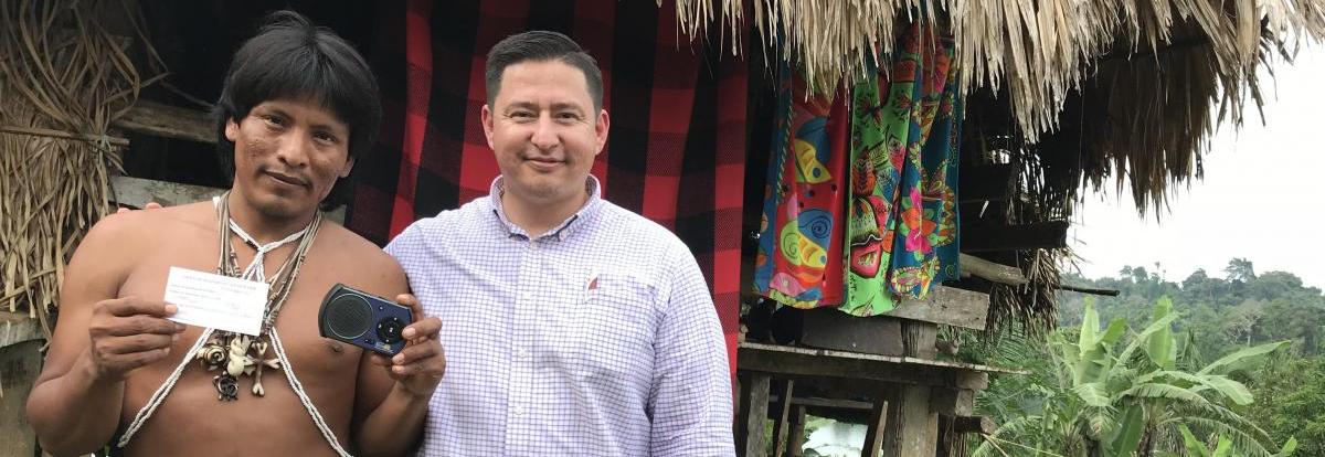 Luis Melendez with Israel Cabrera in his village in Panama