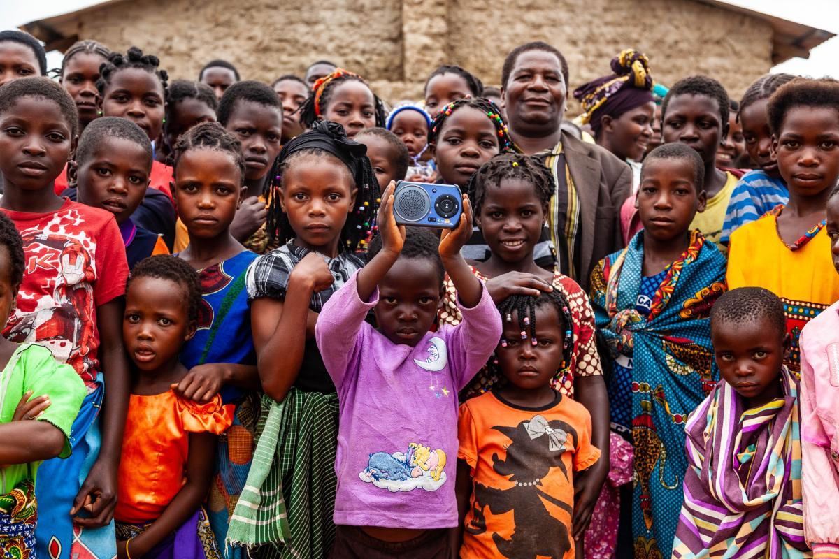 A church in Mozambique thankful for their solar player